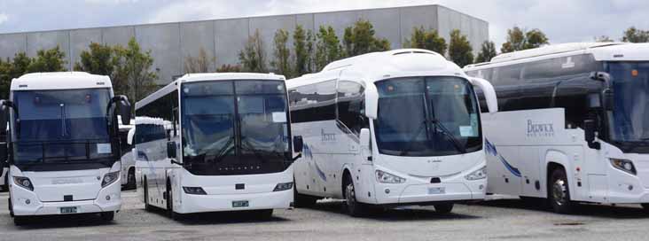 Berwick Scania K360CB Higer Touring A80T 11 & 20, Volgren Endura 1 and Mercedes OH1830 Irizar i6 7